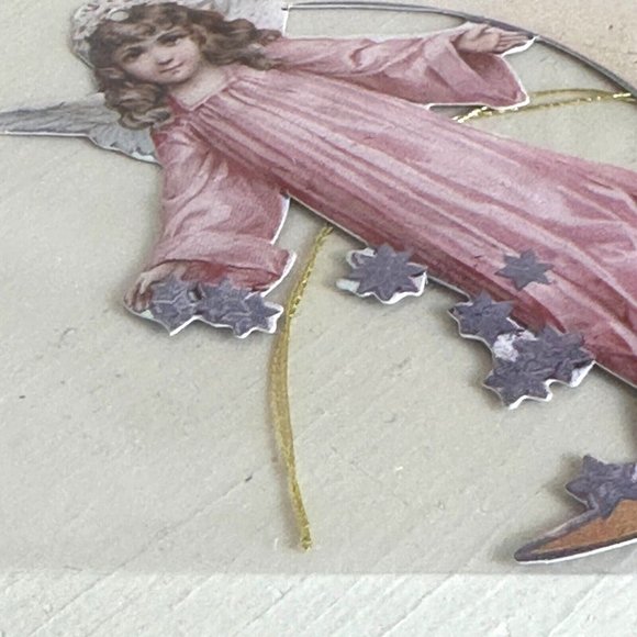 Vintage NOS Old Print Factory Victorian Die Cut Reversible Angels Christmas Deco - Picture 8 of 13